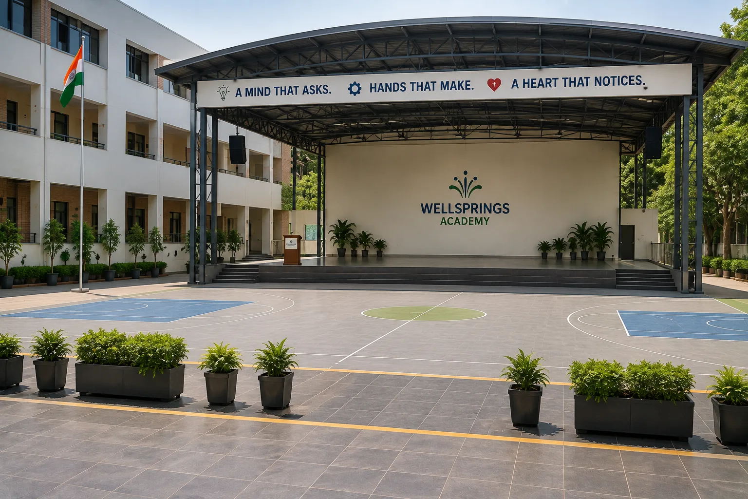 The assembly ground and stage