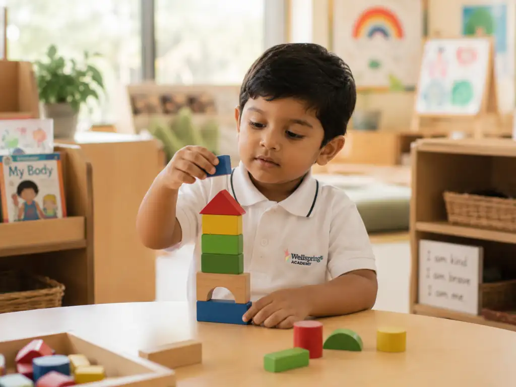 A young child at the pre-primary play corner