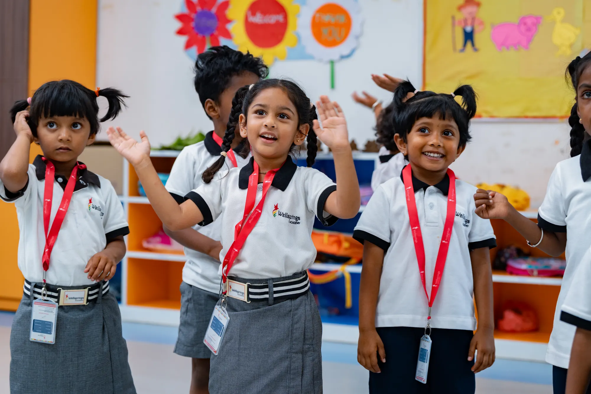 A pre-primary morning, hands up